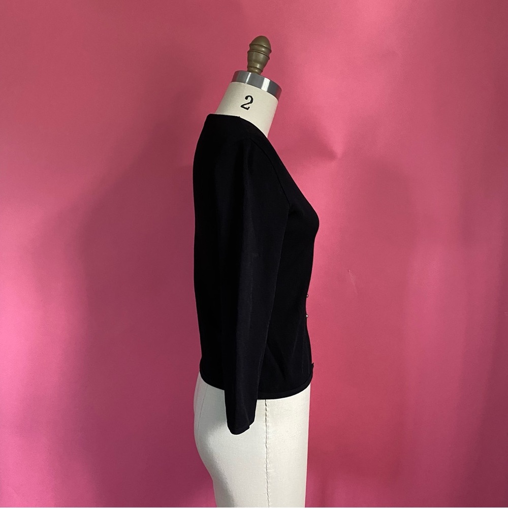 Vintage 90s/Y2K Nude Coquette made in Italy Goth Witchy Rib Knit Cardigan ~XS-S - Picture 4 of 9